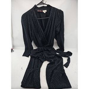 Saint Romei Black Pure Silk Heart Pattern Jumpsuit